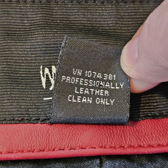 Y2K Oxblood Dark Wine Red M Leather Zipup Jacket Patchwork Pockets Burgundy - Picture 11 of 13